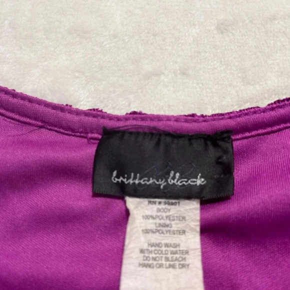 BRITTANY BLACK Lace Overlay Fairycore Flutter Sleeve Blouse Womens Sm Magenta - Picture 5 of 9